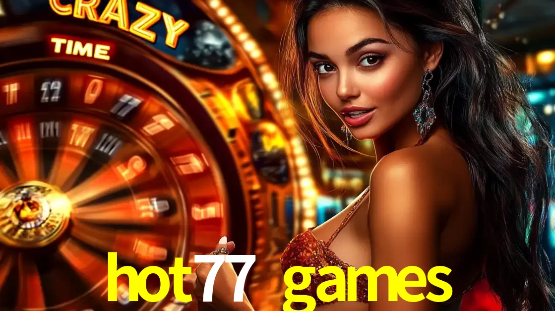 Mulher ao lado da roda de prêmios do jogo de cassino ao vivo Crazy Time, um dos shows de jogos mais emocionantes oferecidos pela plataforma de apostas hot77 games.