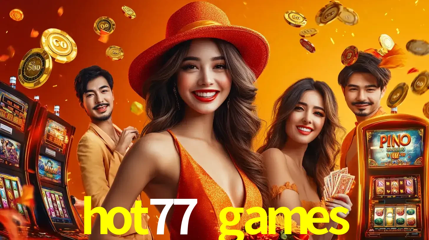 Grupo de amigos asiáticos sorrindo e se divertindo com máquinas de caça-níqueis em um ambiente festivo, celebrando suas vitórias nos jogos de cassino do hot77 games.