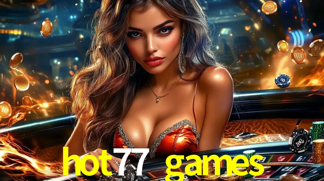 Mulher glamourosa em uma mesa de roleta com um fundo de chamas e moedas voadoras, pronta para fazer sua aposta e ganhar grandes prêmios no cassino ao vivo hot77 games.