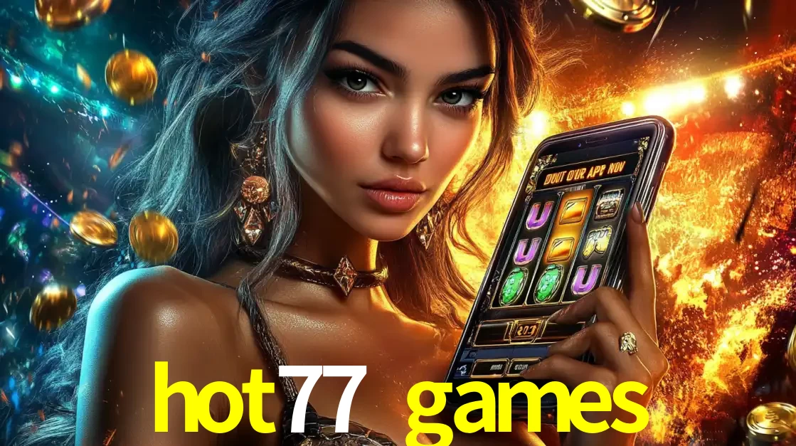 Mulher elegante mostrando um jogo de caça-níqueis em seu smartphone, destacando a experiência de cassino móvel oferecida pelo aplicativo hot77 games.